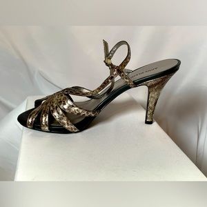 Anne Klein 2 strappy sandle, open toe, metallic snakeskin pattern size 7 1/2